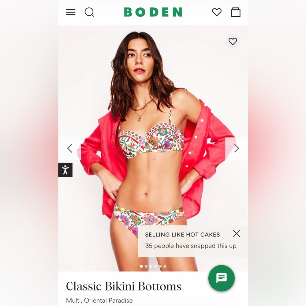 Boden Oriental Paradise Bikini set. 34 C top, Classic medium bottoms. NWT - Picture 7 of 13